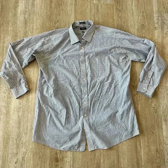 Mens Izod Blue Checkered Button Up - 19 / 37/38  Tall - Picture 1 of 8